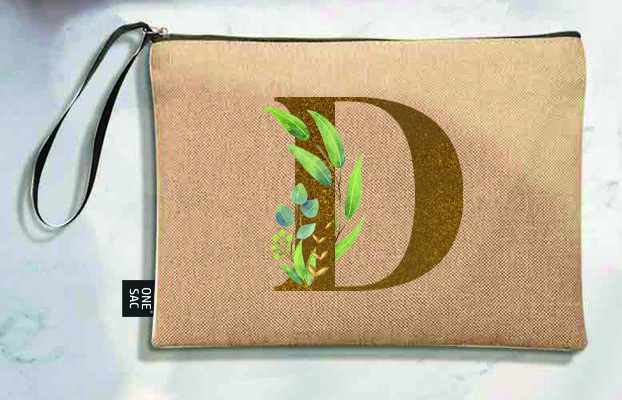 Bolso de mano letra d una pieza (diseño variado) (25×18×1 )
